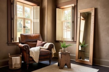 Rustic Chic Retreat Warm Taupe Walls & Walnut Floors in Sunlit Serenity