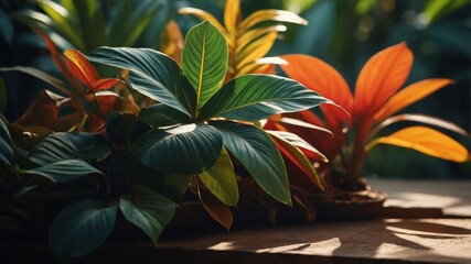 Tropical Leaves on a Bright Background