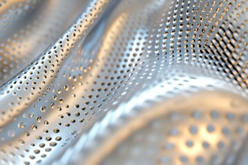 Shiny metallic texture with engraved patterns creating a futuristic aesthetic