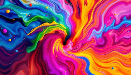 Vibrant Swirl of Colorful Paint and Bubbles: A Stunning Artistic Creation