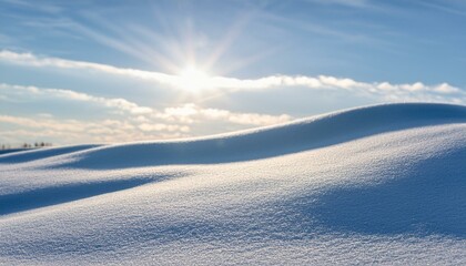 눈쌓인 언덕과 아침햇살