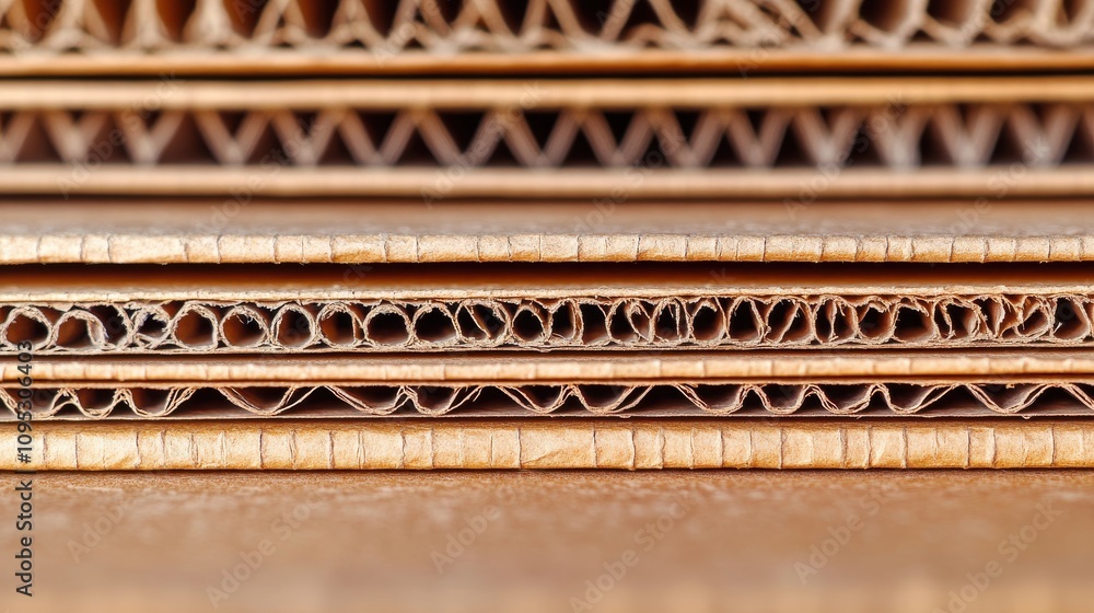 Poster close-up of layered cardboard showing intricate textures and patterns, evoking a sense of craftsmans