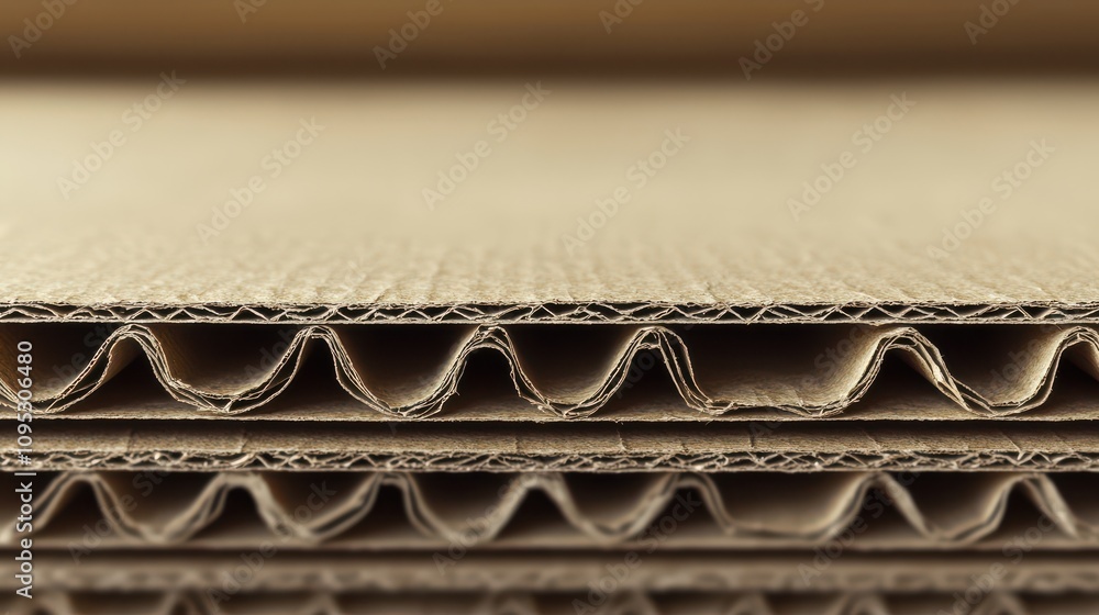 Poster close-up of layered cardboard displaying its wavy structure, emphasizing texture and organic lines.