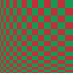 Seamless Christmas geometric hypnotic background. Red, green repeated beautiful abstract modern pattern.