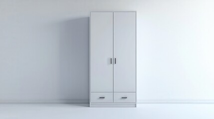 Naklejka premium Minimalist white wardrobe against clean wall with modern design