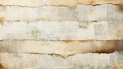An antique paper texture with torn edges and faded newspaper print, creating a rustic and vintage aesthetic.