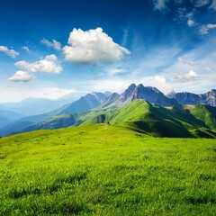 Beautiful Mount and Green Field Background AI Image