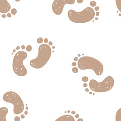 Hand drawn pattern of footprints on a white background perfect for crafts or baby decorations vector illustration