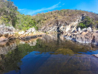Nice region with river, calm water, good pools, clean beaches, all of them inside a mountain ridge called Serra do Cipo in Minas Gerais, Brazil.