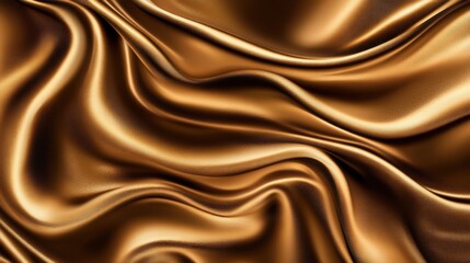 Fototapeta premium Luxurious golden satin fabric with smooth, flowing texture, creating an elegant and sophisticated appearance.