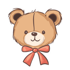 A cute cartoon bear with a ribbon, perfect for children illustrations or design projects