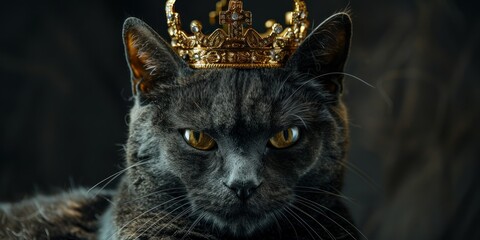 Majestic Cat Wearing a Crown