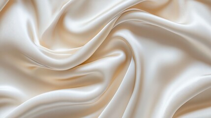 Obraz premium Textured silk fabric in elegant cream tones, creating a luxurious and soft atmosphere.