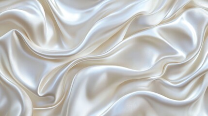 Fototapeta premium Elegant silky white fabric draped in soft waves, reflecting light and creating a luxurious texture.