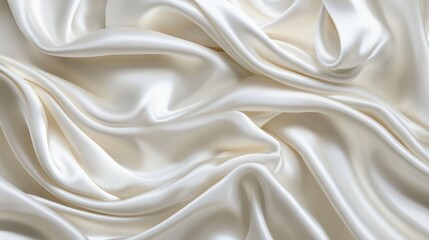 Fototapeta premium A close-up view of smooth, flowing white silk fabric, showcasing its luxurious texture and sheen.