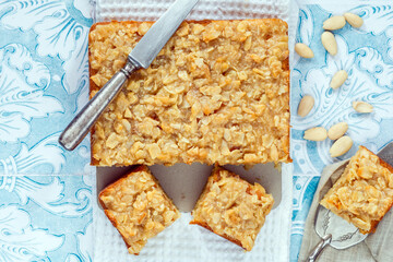 Tosca cake - traditional Swedish cake topped with camarelised almonds