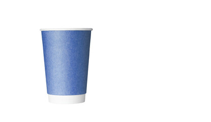 cardboard glass of purple color, for coffee or tea on an isolated white background close up