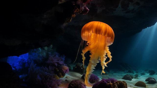 Amazing jellyfish swimming in the ocean