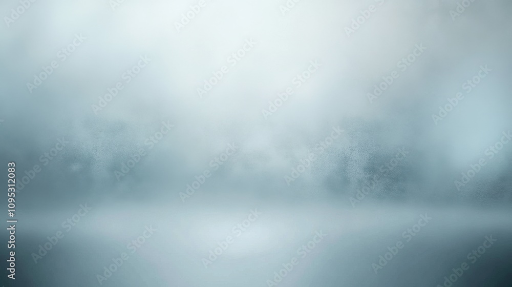Poster a serene, misty background with soft blue and gray tones, creating a calming atmospheric effect.