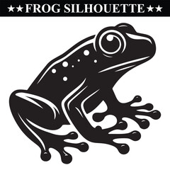 Frog silhouette, Frog hand drawn art on white background. Eps 10