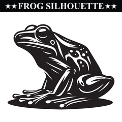 Frog silhouette, Frog hand drawn art on white background. Eps 10