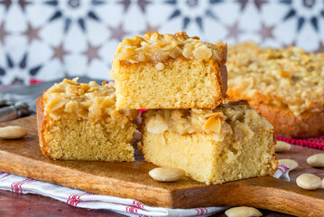 Tosca cake - traditional Swedish cake topped with camarelised almonds