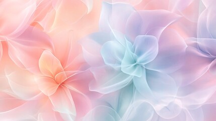 Ethereal Pastel Flower Dream - Abstract Floral Background in Lavender, Peach, and Mint | High Resolution