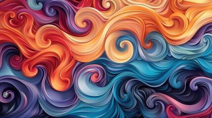 Obraz premium A detailed vector pattern of swirling water in vibrant colors, representing motion and fluidity