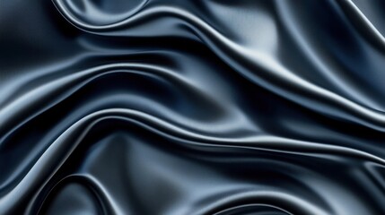 Fototapeta premium Smooth, dark fabric draping elegantly with soft folds and vibrant sheen, creating a luxurious atmosphere.