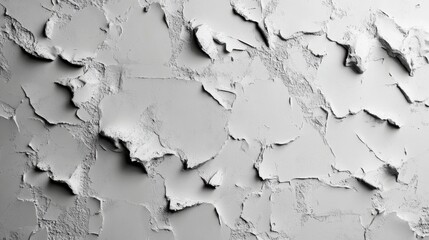 Obraz premium Close-up of a textured wall with peeling white paint, showcasing layers and a rough surface.