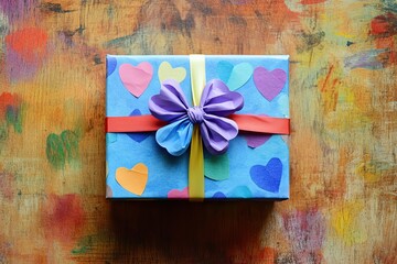 Gift box with ribbon bow for Valentine's Day holiday