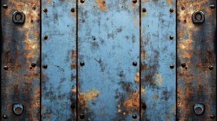 Fototapeta premium Rusty blue metal surface with texture and patina, creating a vintage industrial aesthetic.