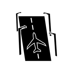 Runway vector icon, Plane vector icon, Icon at Airport vector, Airport silhouette vector icon