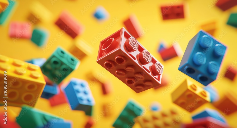 Aufkleber colorful building blocks in motion creating an energizing scene of fun and imagination for creative 