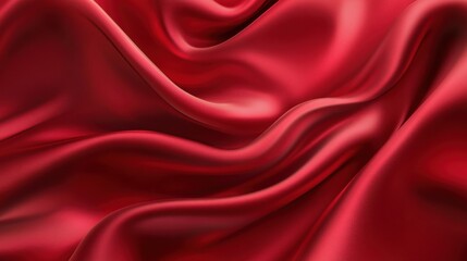 Fototapeta premium Elegant red satin fabric with smooth, flowing texture, creating a luxurious and rich appearance.
