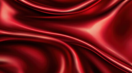 Obraz premium Close-up of luxurious red silk fabric, showcasing smooth, flowing curves and rich color texture.