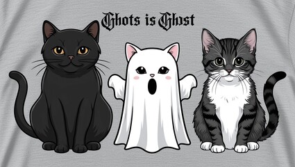 Obraz premium Cute cats on a gray background. Generative AI