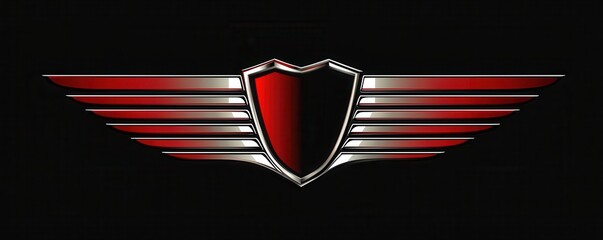 Sleek metallic and red striped design emblem on black background for a Harley Davidson logo concept