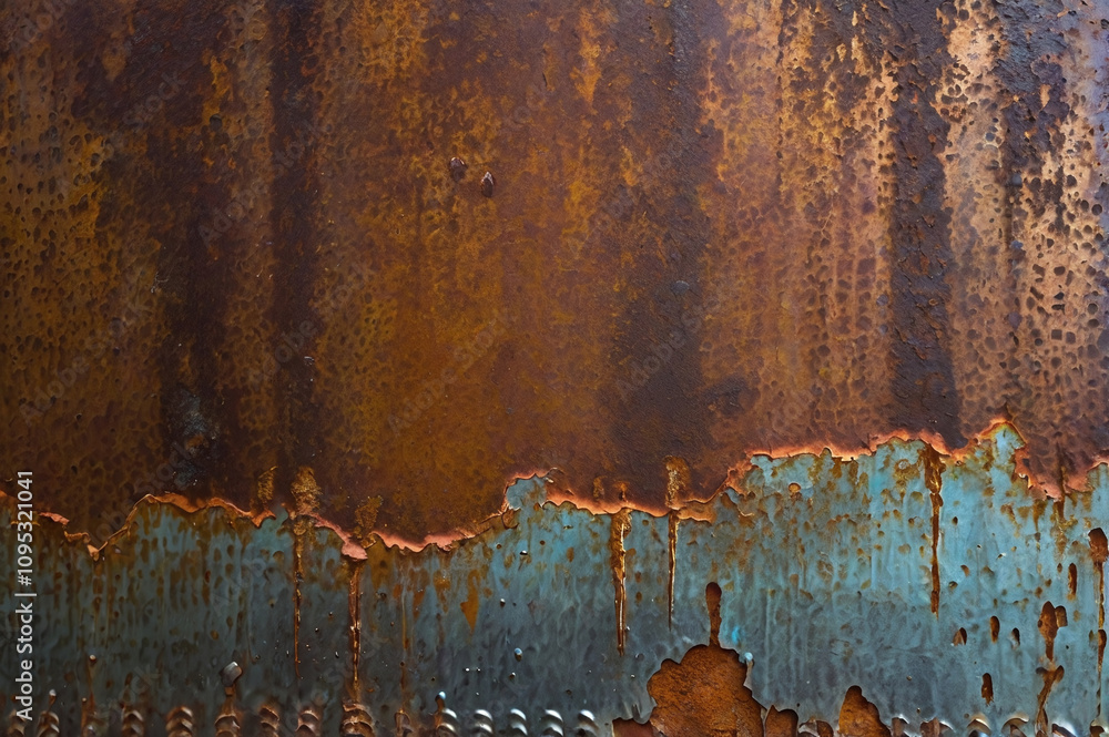 Poster a surface with a texture resembling rust or corrosion. it has a complex texture with many irregulari