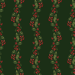Series of christmas floral patterns in retro vintage classical style