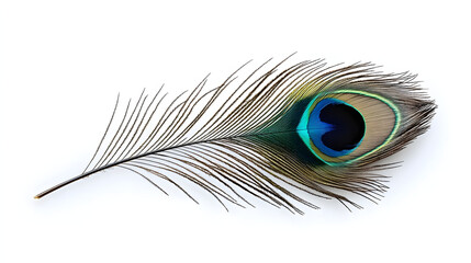Obraz premium A peacock feather animal bird white background.