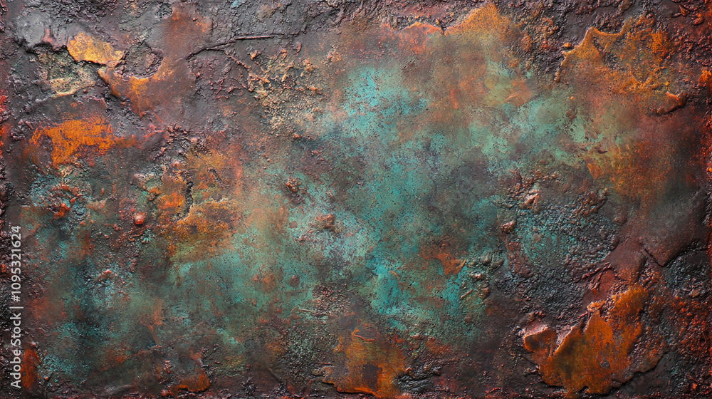 Poster a surface with a texture resembling rust or corrosion. it has a complex texture with many irregulari