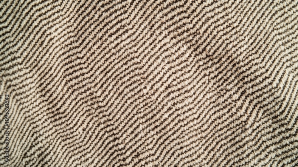 Poster close-up of herringbone patterned fabric in neutral tones, highlighting texture and intricate weave 