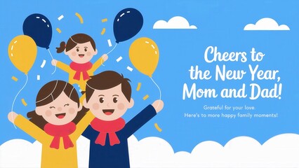 Fototapeta premium New Year greeting card for parents.