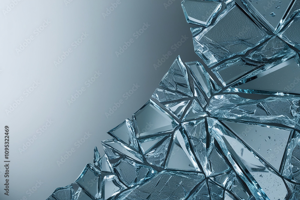 Poster broken glass. it has cracks radiating from the center and shards of glass that look like sharp, unev
