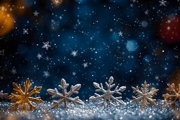 Fototapeta premium Snowflakes border background weather festive.