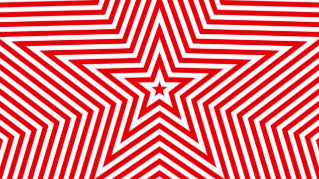 Ilusi&oacute;n &oacute;ptica con estrella geom&eacute;trica minimalista sobre fondo rojo