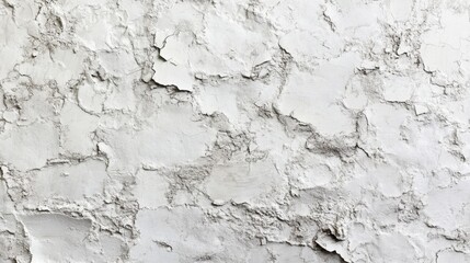 Obraz premium Close-up of weathered white wall with textured cracked surface, showcasing a rustic and aged appearance.
