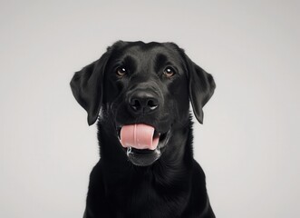 Fototapeta premium Cute and Playful Black Labrador Retrievers with Gleaming Coat and Friendly Expression, Perfect Companion for Families and Pet Lovers Everywhere