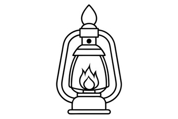 Vintage Oil Lantern Line Art Classic Light Source Illumination